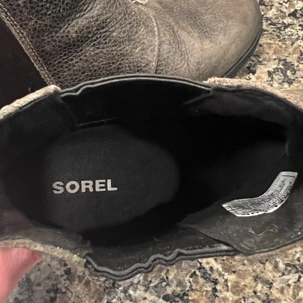 SOREL Joan of Arctic Wedge II NL3346 Leather Ankle Bootie Black Women’s Size 8.5 - Picture 10 of 13